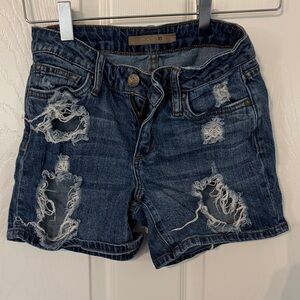 High Waisted Joe's Jeans Distressed Dark Blue Denim Shorts